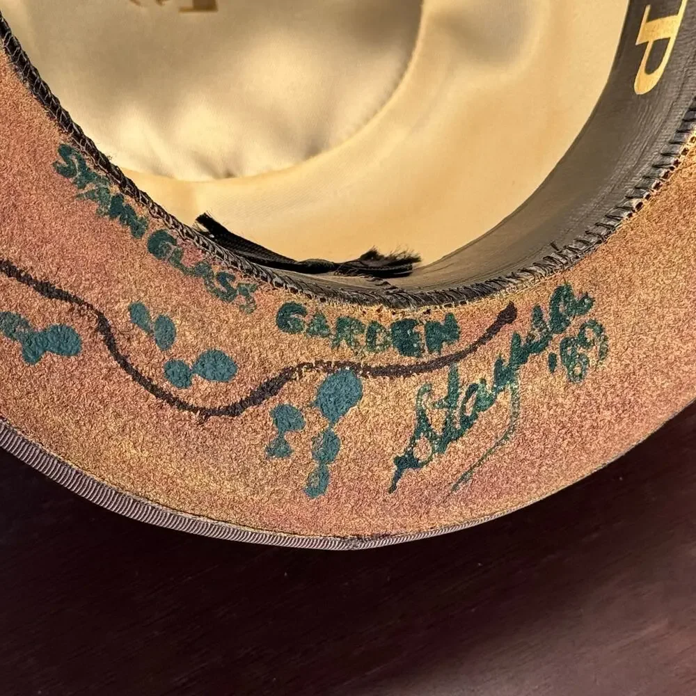 Rare OOAK Hand Painted Dorfman Pacific Bowler Hat Coachella Folk Art Boho Unisex